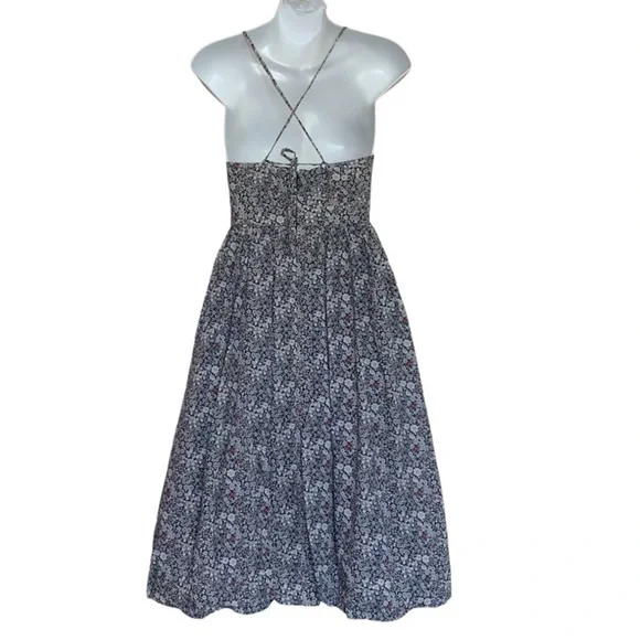 NWT J. Crew Liberty Fabrics June Meadow Floral Navy  Spaghetti Strap Midi Dress - Picture 6 of 10